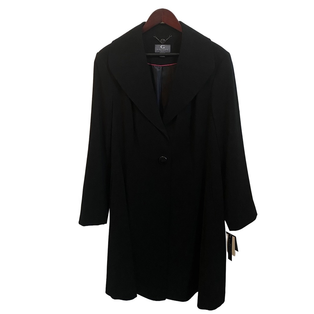 NWT 🖤 GALLERY NY Woman A-Line Lined Water-Repellent, Long 42” Raincoat, Black 1X